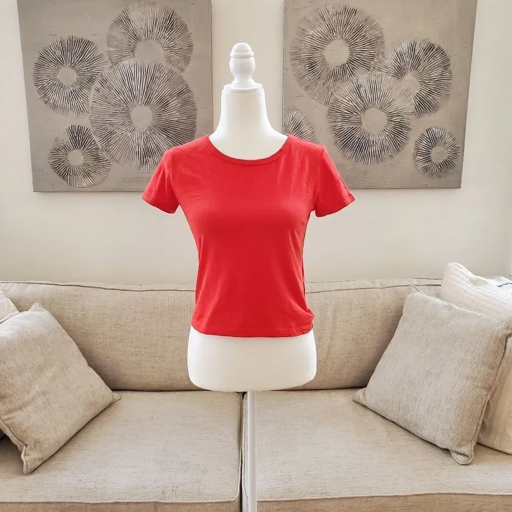 🌹 J. CREW 🌹  '90s Cropped Organic Slub Cotton T-shirt - [XXS, Orange]